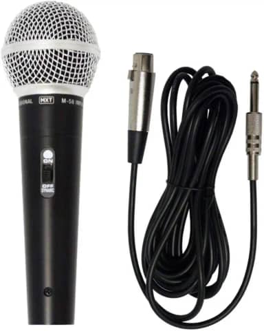 Microfone Dinâmico De Metal MXT M-58 Preto Cabo 3m