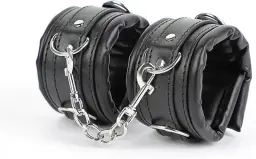 Algema com Correte em Couro Macio Acolchoada Preto 35cm x 6cm