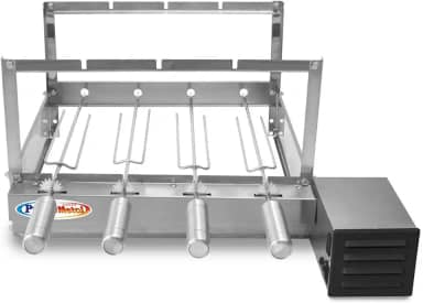 AMZTOP Churrasqueira Giratória 4 Espetos Inox 430 com Motor Bivolt WEG 1/30 Hp