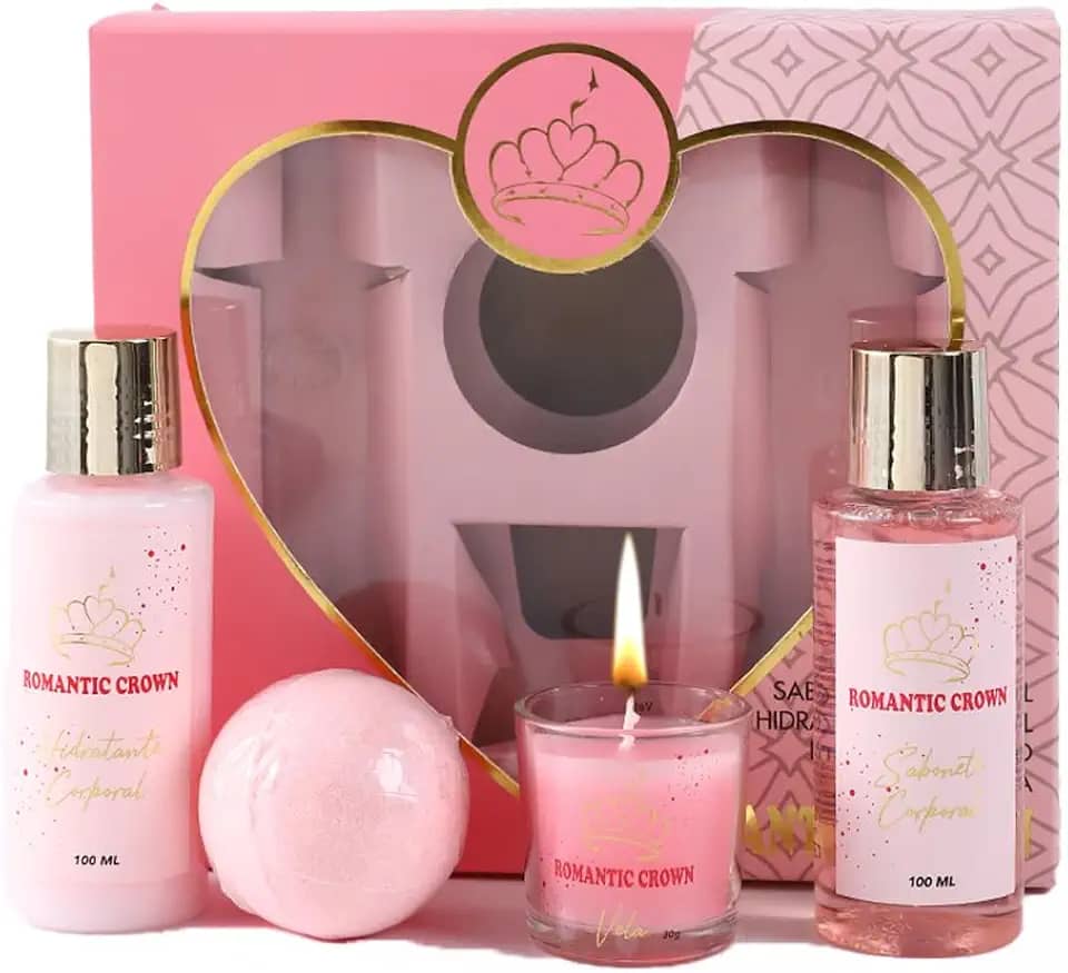 Romantic Crown Kit Presente Feminino, Presentes para Mãe, Esposa, Avó, Filha, Namorada, Sogra, Irmã, Dia das Mães, Natal, Aniversário, Conjunto Cesta para Presente SPA Aromaterapia Banho