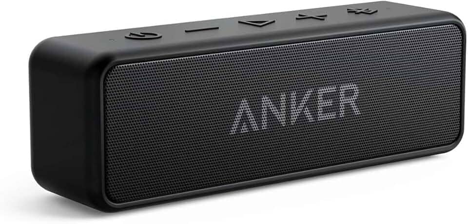 Anker soundcore 2 Caixa de Som Bluetooth Portátil com 12W de Som Estéreo, Bluetooth 5, BassUp, à Prova d'Água IPX7, 24 Horas de Reprodução, Emparelhamento Estéreo Sem Fio, Ideal para Casa e Viagens