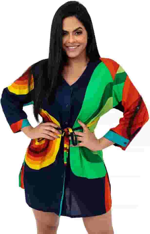 Bata Indiana Feminina Viscose Saida Praia Casual Boho Chic (as2, alpha, xg, plus, regular, Azul Marinho)