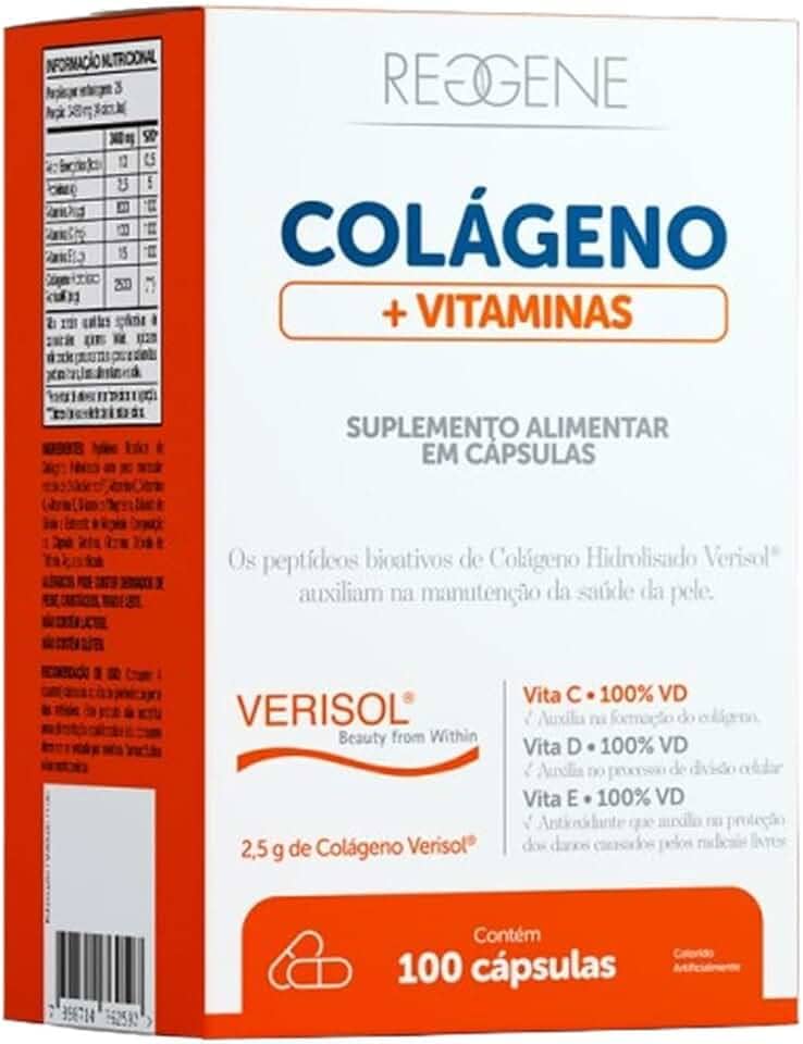 Katiguá, Colágeno Hidrolisado Verisol, Com vitamina C, D e E, Sem sabor, 60 Cápsulas rígidas • 15 doses, Branco