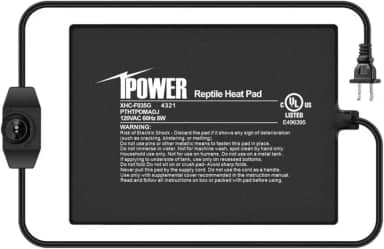 iPower Tapete de aquecimento de répteis de 15 x 20 cm, 8 watts, com controlador de temperatura, aquecedor sob o tanque, almofada térmica de terrário para répteis e anfíbios, preto