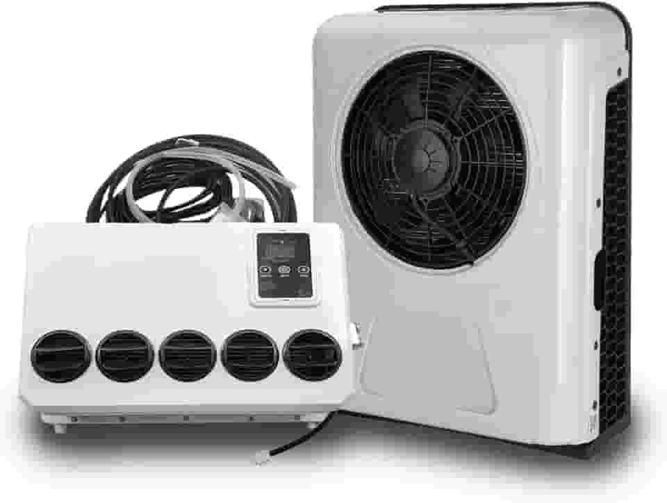 Aspligo Ar condicionado de caminhão 12V 10000BTU elétrico dividido ar condicionado unidade CA de estacionamento 12 volts para semi caminhão, motorhome, trator, trailer, trailer, trailer, automotivo,