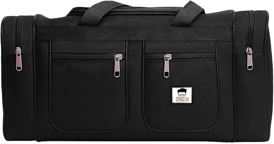 Bolsa de Viagem Grande, Preta, Multi-Compartimentos com Zíperes, Alças Resistentes Mala de Mão Viagem Avião Nylon