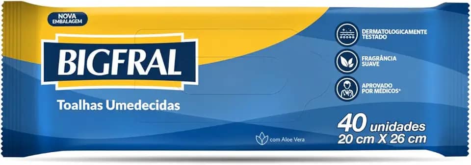 Toalhas Umedecidas Bigfral 40 unidades