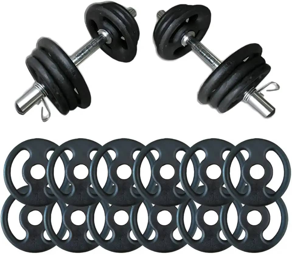 CIUZE Kit de Halteres de Barras Ajustável 40cm com 12kg em Aço Inoxidável Vários Cores