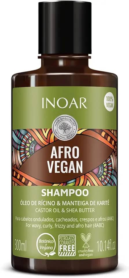 Inoar, Afro Vegan Shampoo Vegano para Cabelos Cacheados e Crespos - 300ml