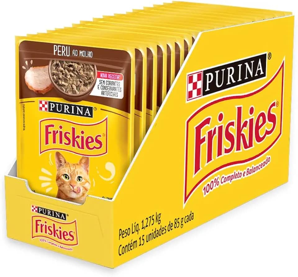 Pack Ração Úmida Friskies Para Gatos Adultos Sabor Peru Ao Molho - Com 15 Sachês 85g