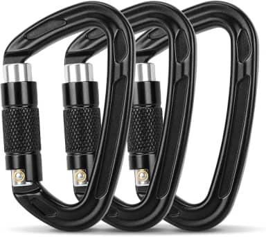 Kit 3 Mosquetão, Mosquetao, Auto Locking Climbing Mosquetão Clips, Fechadura Principal Automática do Tipo D, 25Kn Clipes De Mosquetão, para Escalada, Rapel e Montanhismo, Um Conjunto de Três