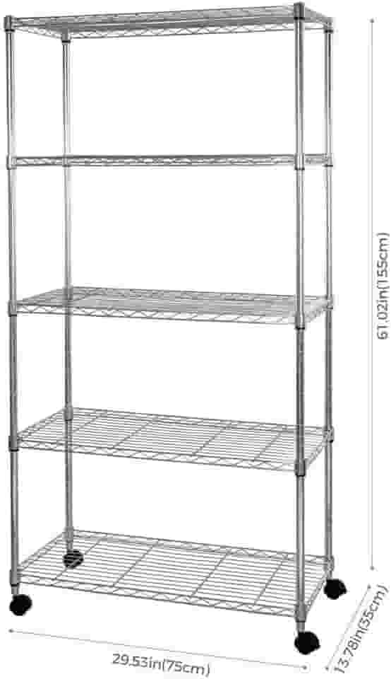 Estante de Aço Cromado 5 prateleiras - encaixáveis e reguláveis