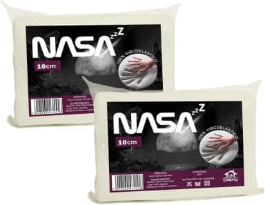 Kit 2 Travesseiro Nasa 10cm Altura Espuma D40 Viscoelástico Nasa Zz Capa Com Zíper 100% Algodão 200 Fios - Lar Conforto…