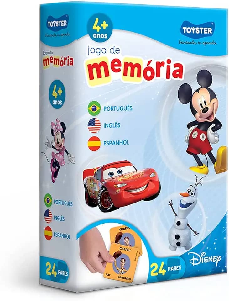 Toyster - Jogo da Memória Disney - Trilíngue (Português, Inglês e Espanhol)