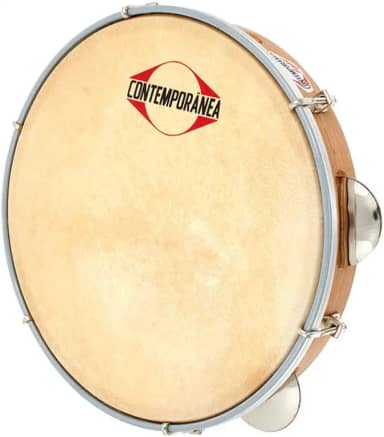 Pandeiro Contemporânea 10" Madeira Pele Couro Cromado 20c