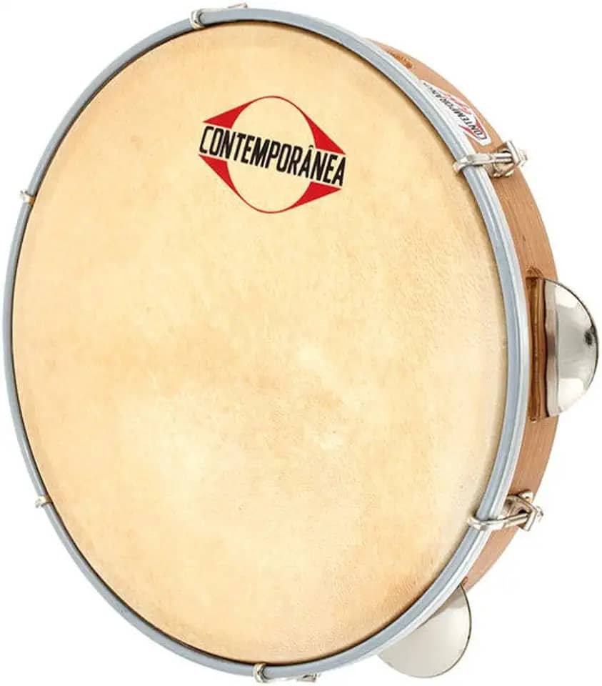 Pandeiro Contemporânea 10" Madeira Pele Couro Cromado 20c