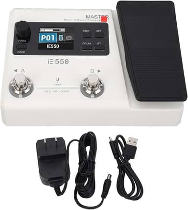 VEDO DK IE-550 Processador de Efeitos Multi para Guitarra e Baixo com Pedal de Expressão e Controle via APP, 70 Efeitos, Tela Colorida de 1.77", Simulador IR, Máquina de Bateria, Looper e Entrada AUX