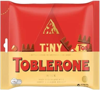 MINI TOBLERONE CHOCOLATE AO LEITE NOUGAT MEL AMÊNDOAS 200G