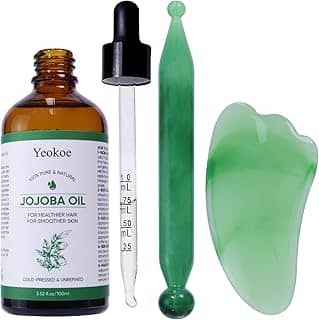 Yeokoe Óleo de jojoba puro prensado a frio não refinado Gua Sha para cabelos mais saudáveis, pele mais suave, base hidratante, 100 ml
