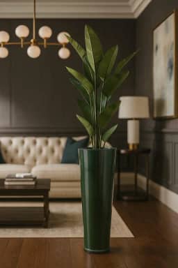 Vaso Alto para Plantas Efeito Marmorizado Luxo Decoração Casa e Jardim (Verde)