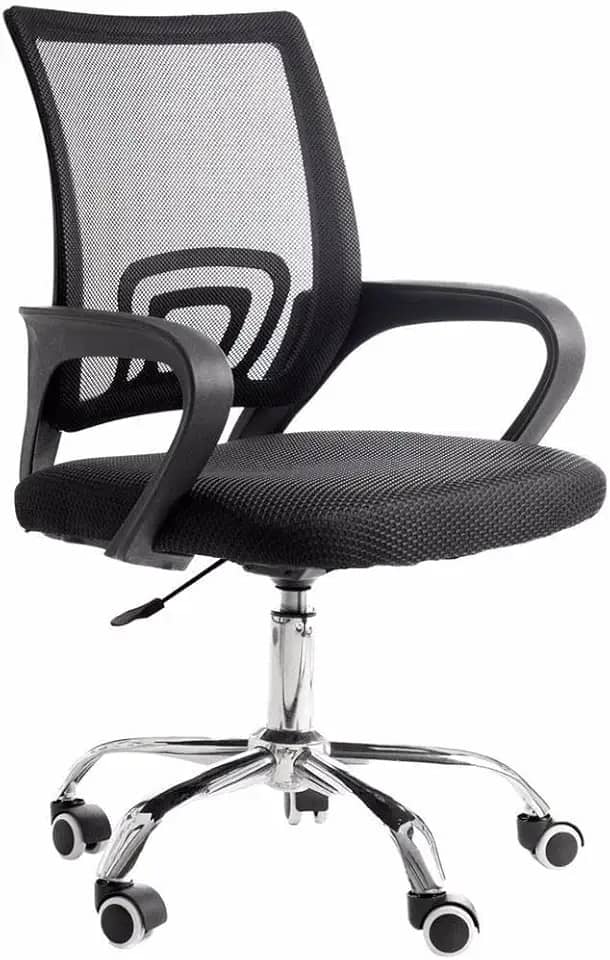 Cadeira de Escritório Secretária Base Cromada com Rodinha Fortt Roma Preta - CSF06-P