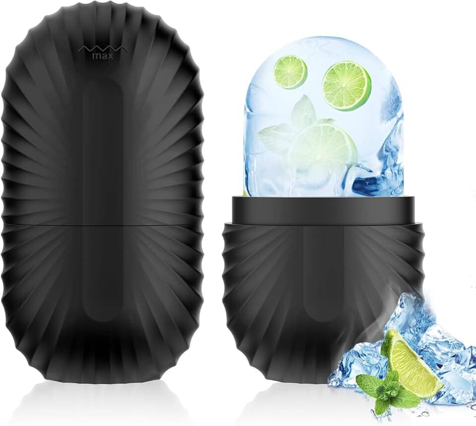 Rolo de gelo para rosto e olhos, suporte de gelo facial de silicone reutilizável, molde de gelo para cuidados com a pele, rolo de cubo de gelo para encolhimento de poros antirrugas, reduz o inchaço,