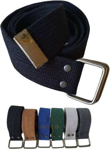 Cinto Lona Masculino 2 Fivelas Meia Argola Quadrada 4cm Linha Basic JK