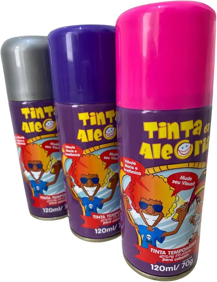 Tinta Spray Para Cabelos Temporária Infantil 120ML Válvula Macia e Anatômica (Roxo, 120ML)