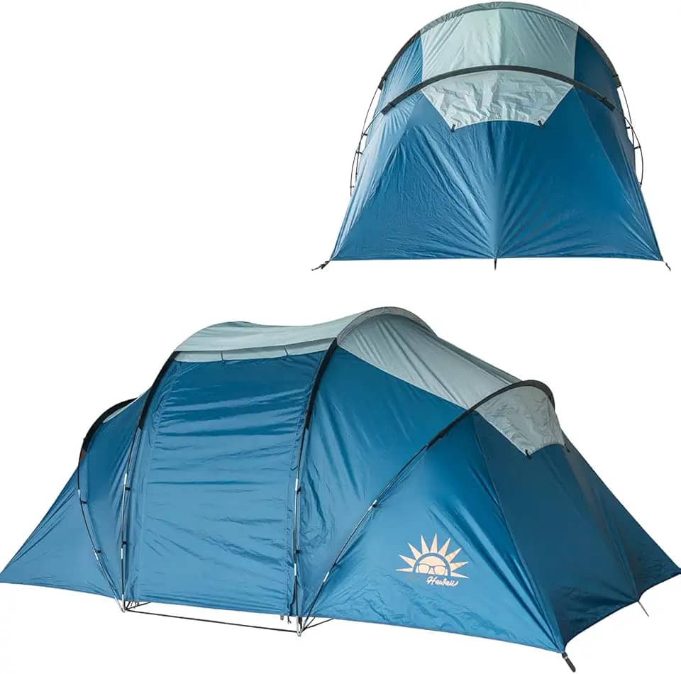 Barraca para 6-8 Pessoas, Barraca Familiar Resistente ao Clima, Dupla Camada, Barraca de 2 Cômodos com Área de Vivência e Montagem Fácil para Exteriores, Quintal e Acampamento
