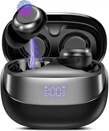 Fone de Ouvido Bluetooth 5.4 TWS c/Display Digital Sem Fio 47h Bateria Hi‑Fi Microfone e IPX7 (Preto)