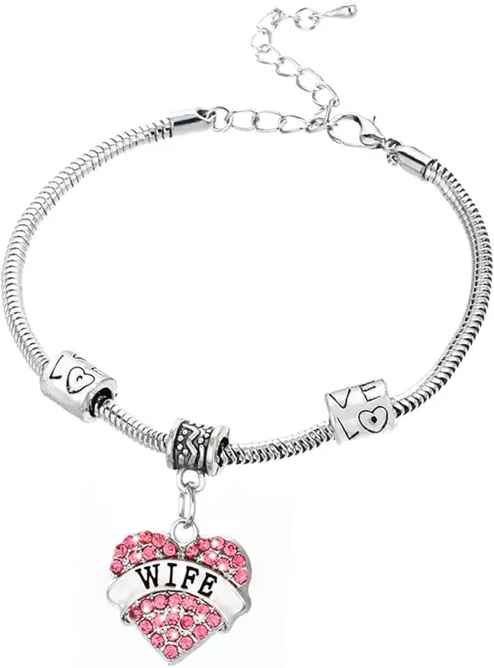 Pulseira de esposa presente para esposa do marido presente de dia dos namorados colar com pingente de coração para sua joia de aniversário