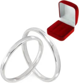Alianças Prata Par Finas Minimalistas e Discretas Italianas 2mm Modelo Classic Exclusivas Namoro Noivado Compromisso com Caixa de Veludo