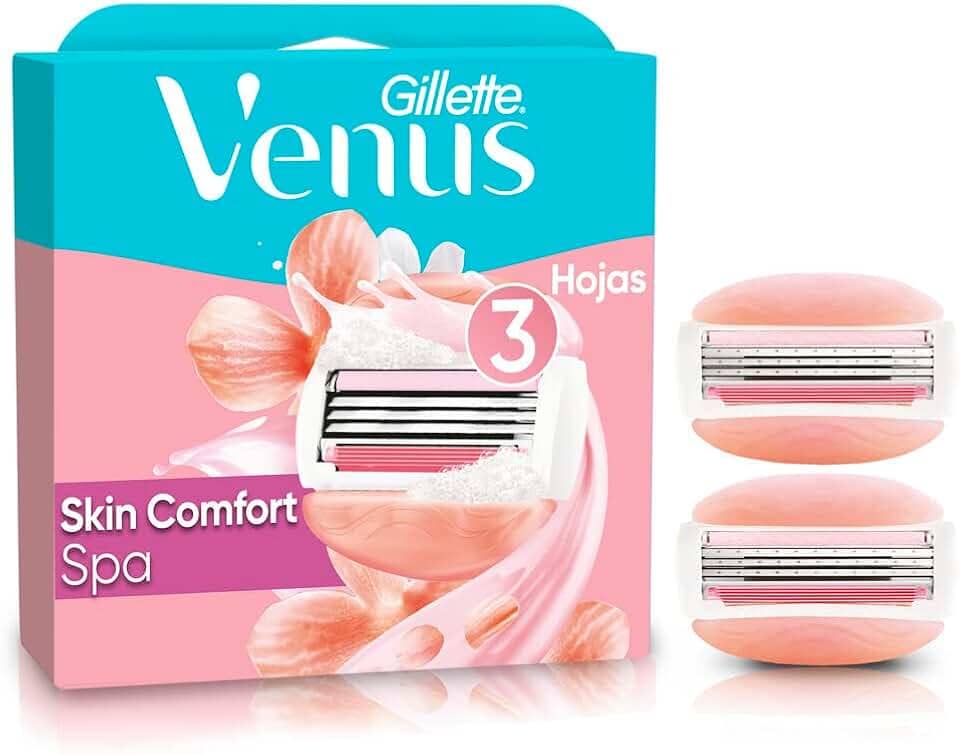 GILLETTE Venus Spa, Carga para Aparelho de Depilação Femenino, 2 Refis para Aparelho Venus com Barras Umectantes e Óleos Botânicos, Depilação Corporal