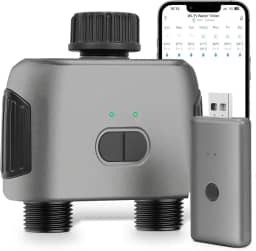 Temporizador Irrigação, Rega Inteligente, Sistema de Rega Automático com Controlo Remoto WiFi e Controlo Duplo em Duas Vias, Compatível para Zigbee, para Vegetais de Jardim/Estufa/Relvado/Pomar