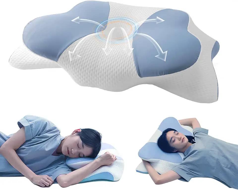 Travesseiro de pescoço cervical para alívio da dor no pescoço e ombro Travesseiro ergonômico de espuma de memória Travesseiro cervical para dormentes laterais de barriga para trás Travesseiros de
