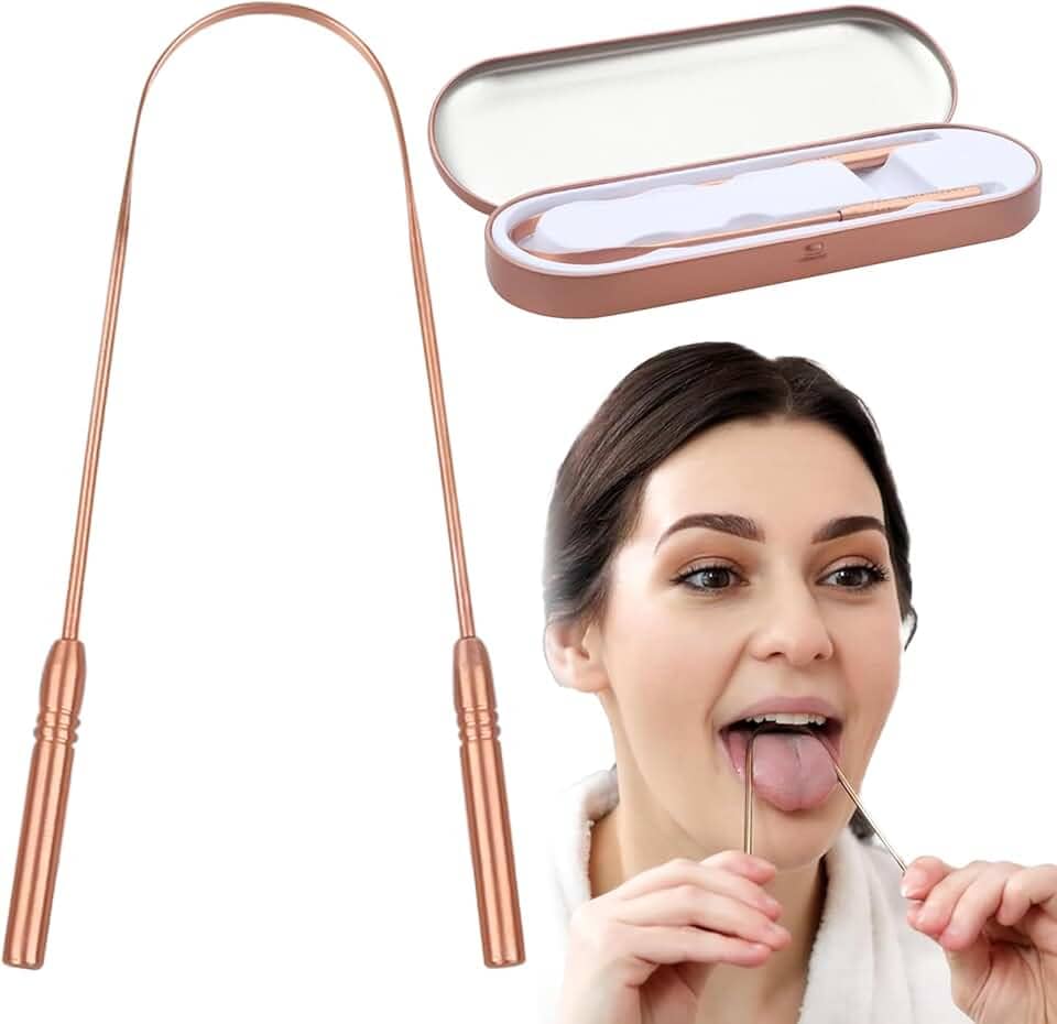 Raspador de Língua, Raspador de Língua de Cobre,Design em U para Mau Hálito, Cabo Antiderrapante, Cobre Puro com Estojo