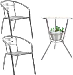 Kit 2 Cadeiras + Mesa Alumínio para Varanda e Área Externa