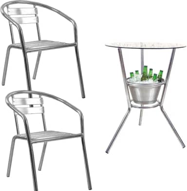 Kit 2 Cadeiras + Mesa Alumínio para Varanda e Área Externa