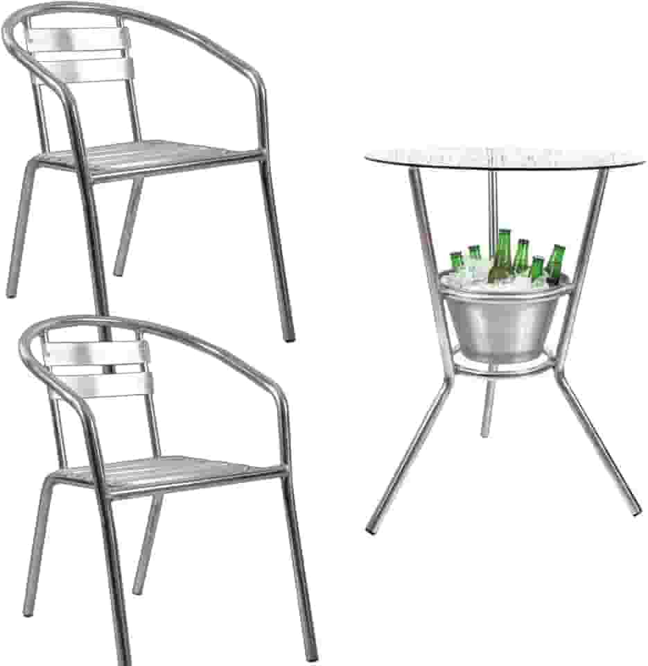 Kit 2 Cadeiras + Mesa Alumínio para Varanda e Área Externa