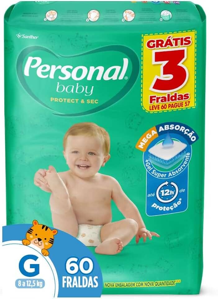 Personal Fralda Baby Protect&Sec G, Leve 60 Pague 57 Unidades