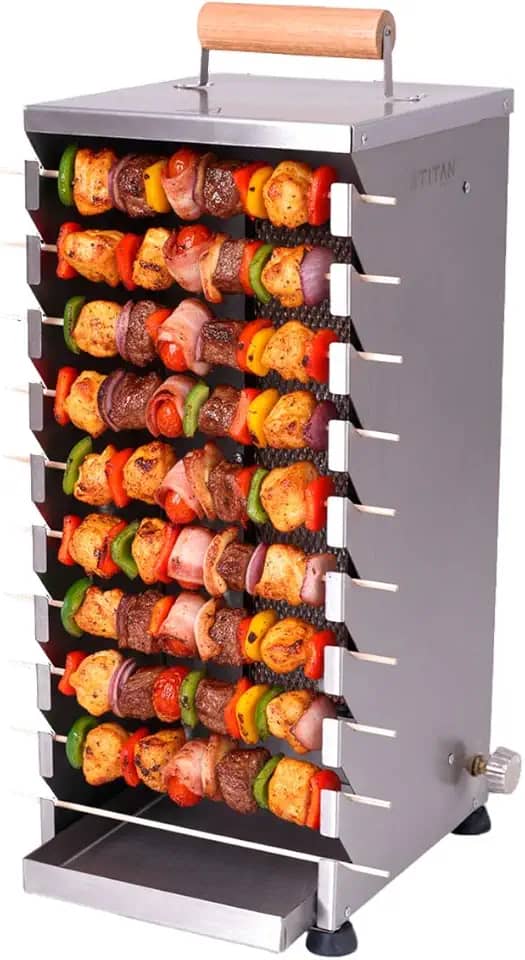 Titan Eletro, Churrasqueira para 10 Espetinhos Gás GLP Inox Portátil Titan