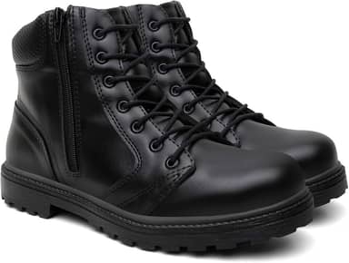 Coturno Masculino Cano Médio com Zíper Lateral Bota Estilo Militar Antiderrapante e Confortável para Uso Diário e Trilhas