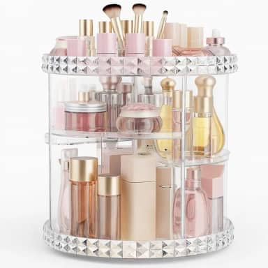Organizador De Maquiagem Acrilico 360 Giratorio - Transparente 4 Andares Para Cosméticos/Pincéis/Perfumes Ajustável/Porta Maquiagem