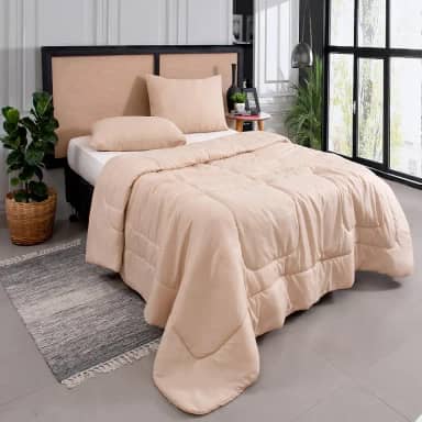 Kit Edredom Casal Queen 3 Peças Margarida Cama Box Cor:Avelã