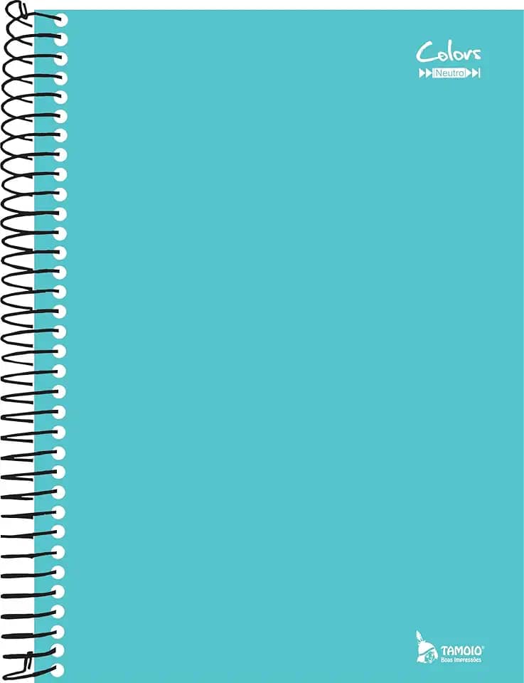 Caderno 10 matérias 200 folhas Azul turquesa Linha Colors Tamoio