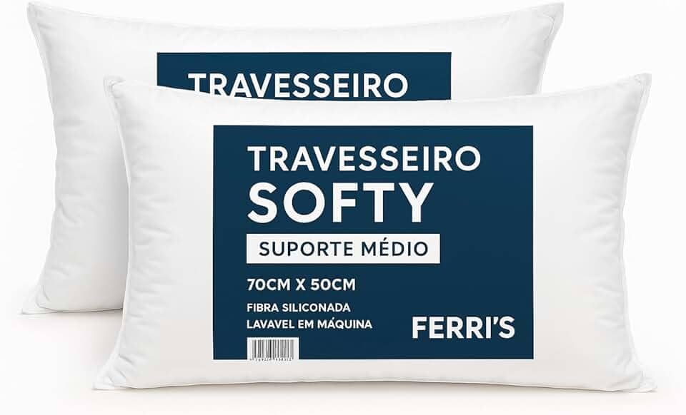 Kit 2 Travesseiros Softy 70x50cm – Antialérgicos, Antiácaro, Laváveis e Ultra Macios | Conforto, Suporte e Maciez para Sono Reparador, Bem-Estar e Decoração Elegante – Branco