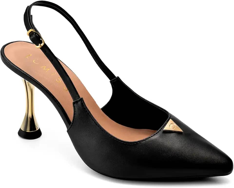 Scarpin Feminino Lumiss Salto Alto Fino Metalizado Bico Fino
