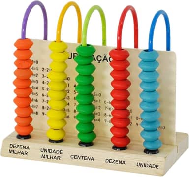 Ábaco Infantil Educativo 5 Colunas Escolar Brinquedo Madeira DMT6495 - Dm Toys