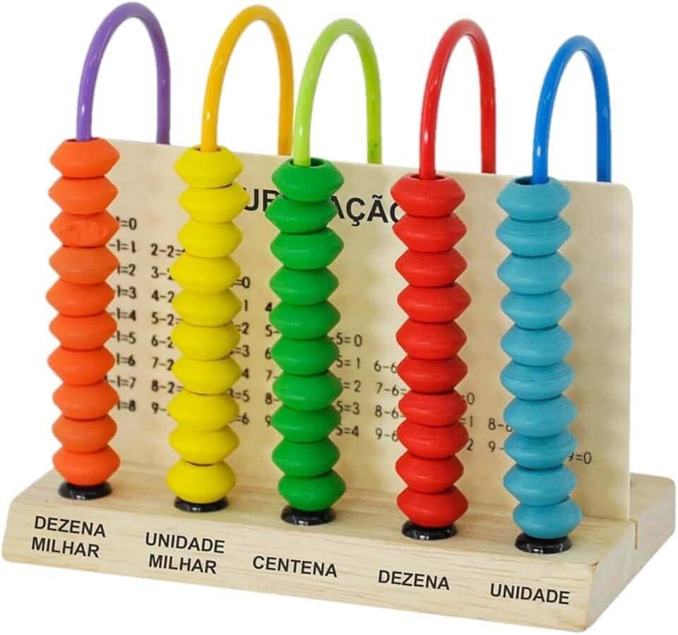Ábaco Infantil Educativo 5 Colunas Escolar Brinquedo Madeira DMT6495 - Dm Toys