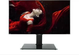 ININOSNP Suporte para TV de mesa com base de vidro temperado de 8 mm de espessura e design de proteção múltipla, adequado para televisores finas de 26 a 32 polegadas